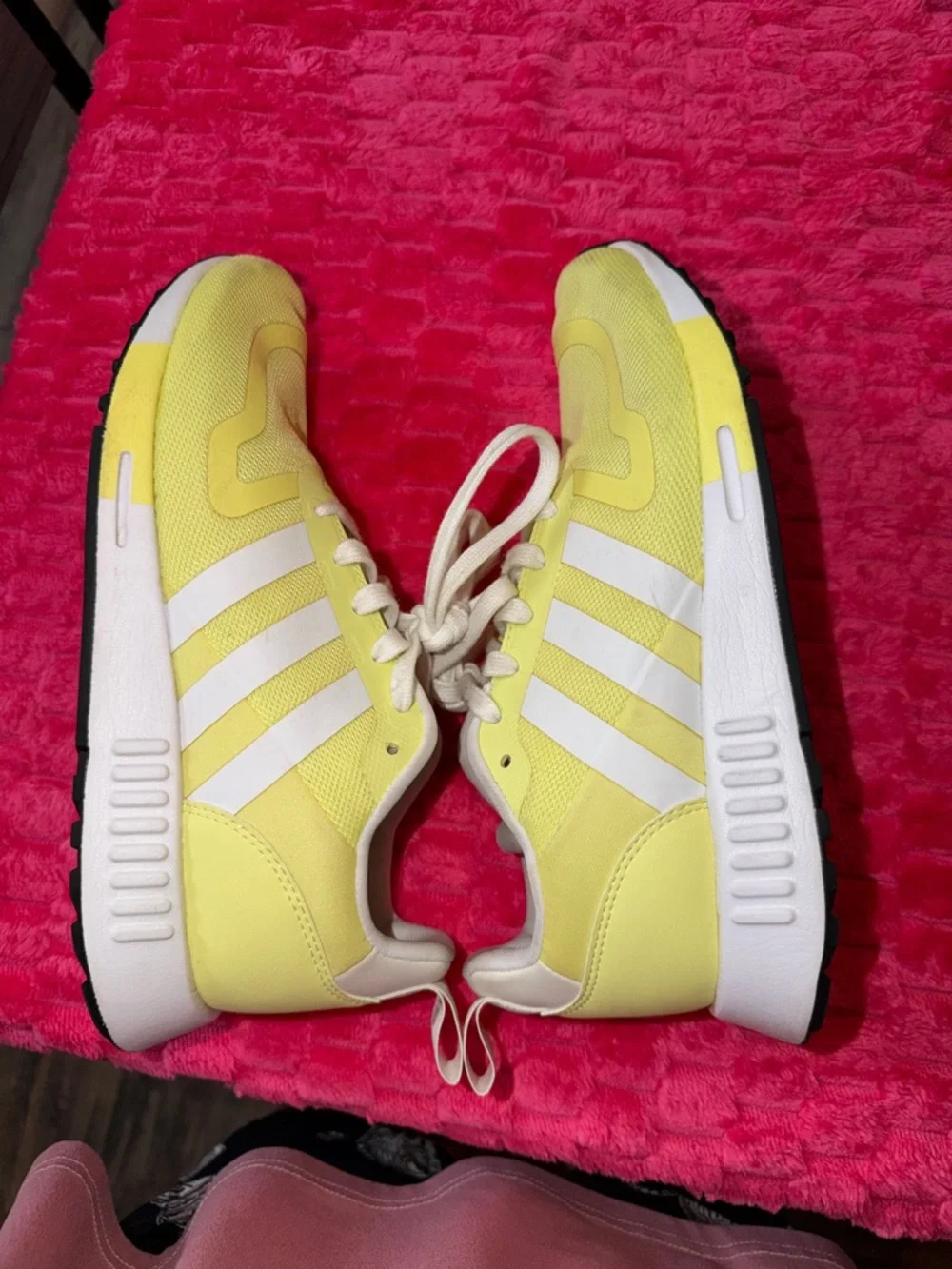 adidas women’s Yellow and White Lace-Up Sneakers
